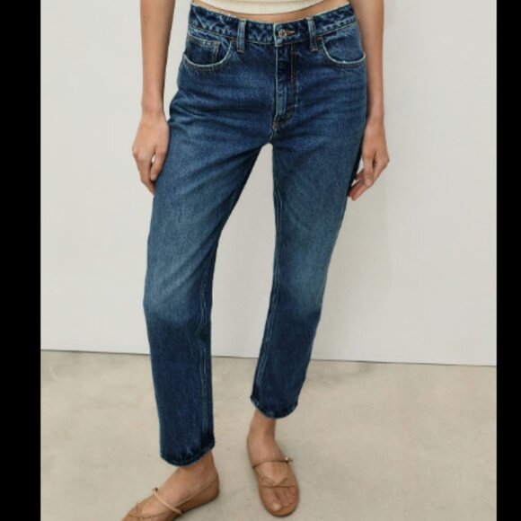 MANGO MNG HIGH WAIST RISE MOM COMFORT JEANS MED DISTRESS NWT 36/4 US - Picture 2 of 10